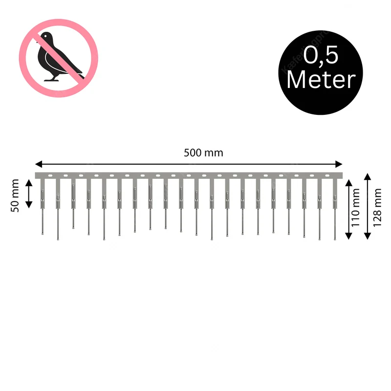 SolarSpine PV-Spikes in silber aus Edelstahl – selbstjustierend – 0,5 m Element