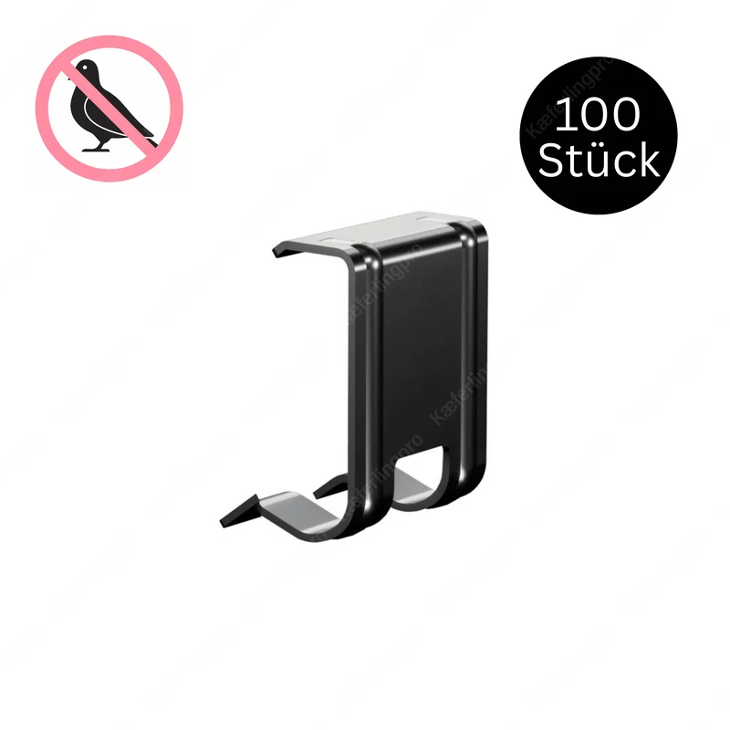 Clips in schwarz für SolarSpine aus Edelstahl - versch. Höhen - 100 Stück
