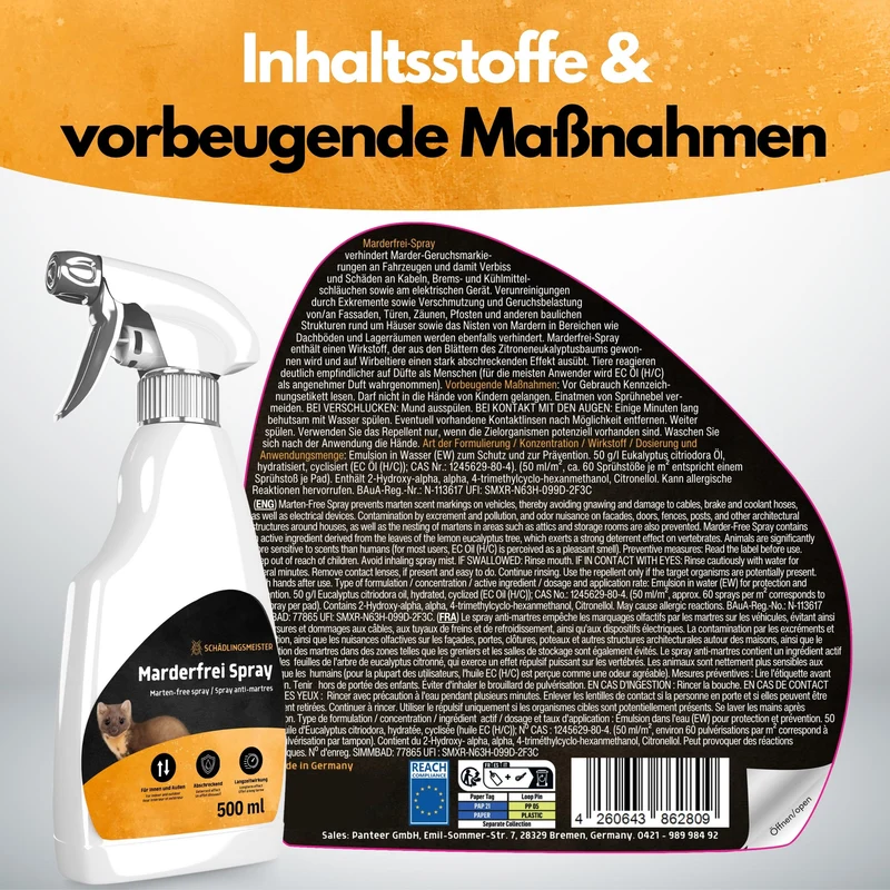 Marderfrei Spray - Marderspray 500ml