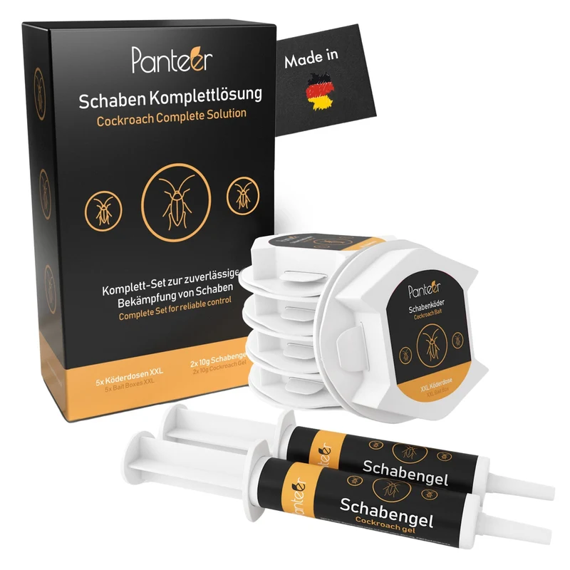 Schaben Komplettlösung - 2 x 10g Schabengel und 5 XXL Köderdosen (AMP 9 RB)