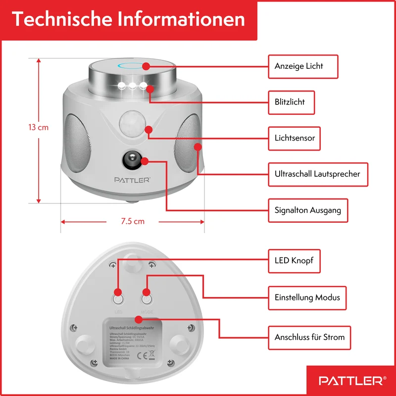 360° Ultraschall Mäuseabwehr