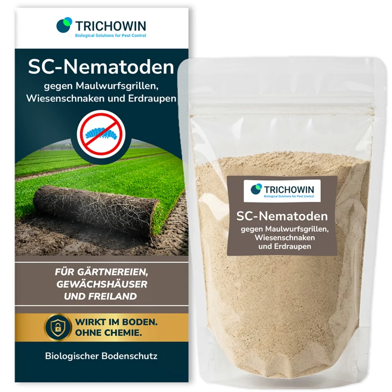 SC-Nematoden gegen Maulwurfsgrillen, Wiesenschnaken und Erdraupen