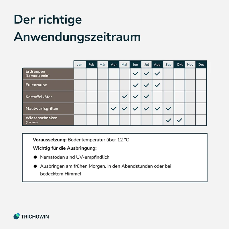 SC-Nematoden gegen Maulwurfsgrillen, Wiesenschnaken und Erdraupen