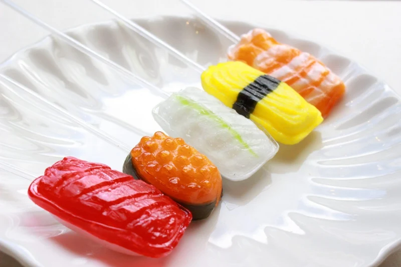 Takara Seika Sushi Candy 5 Sticks + 1 Big Catch Flag Postcard Set