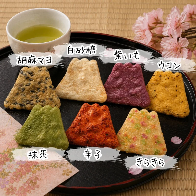 Senbei Labo Fujisan Rice Crackers 7 Colors 7 Flavors 21 Pieces