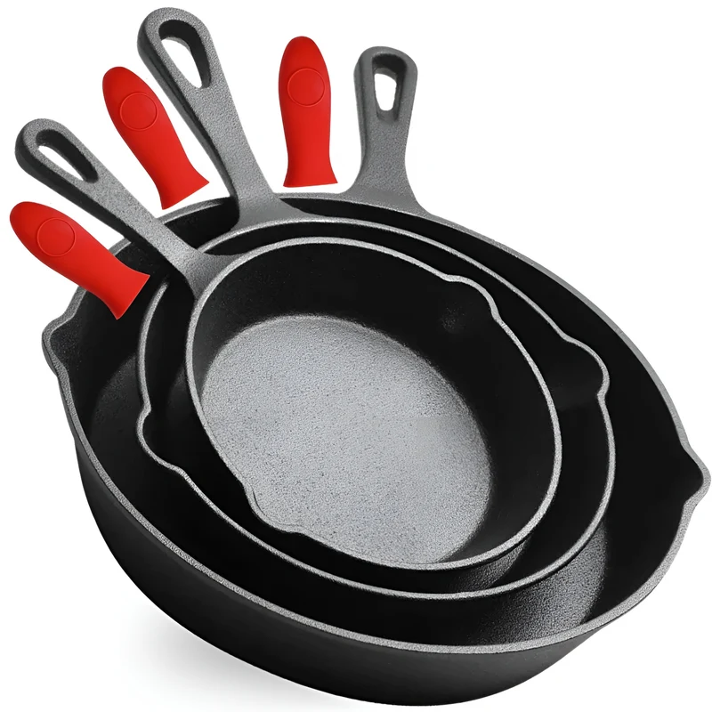 Gietijzeren pannenset, 3-delig