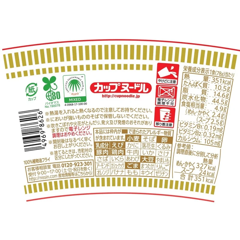 Nissin Cup Noodle 78g X 20 Cups Made In Japan