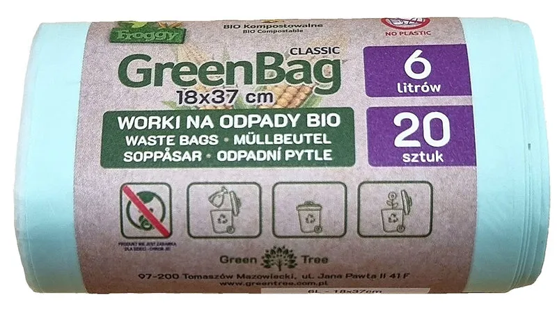 BIO- UND GEMISCHTE ABFÄLLE (KOMPOSTABIL UND BIODEGRADBAR) 6 L 20 Stück - FROGGY (GREENBAG)