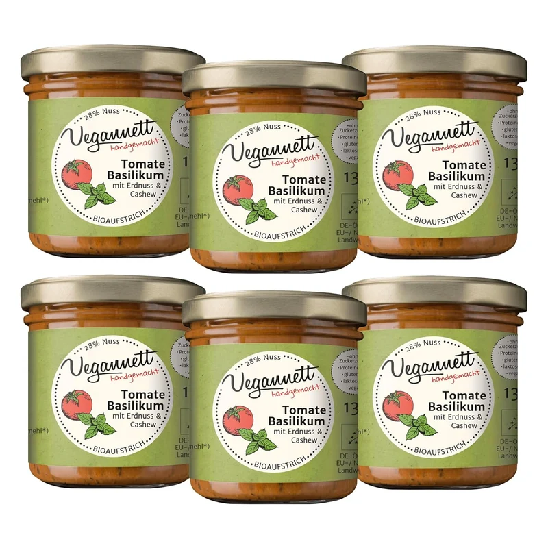 Bio Brotaufstrich Tomate-Basilikum – 6 × 135 g