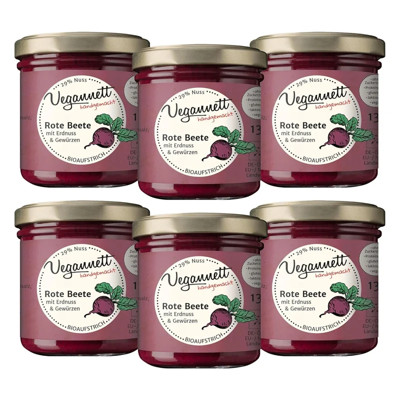 Bio Brotaufstrich Rote Beete mit Erdnuss – 6 × 135 g