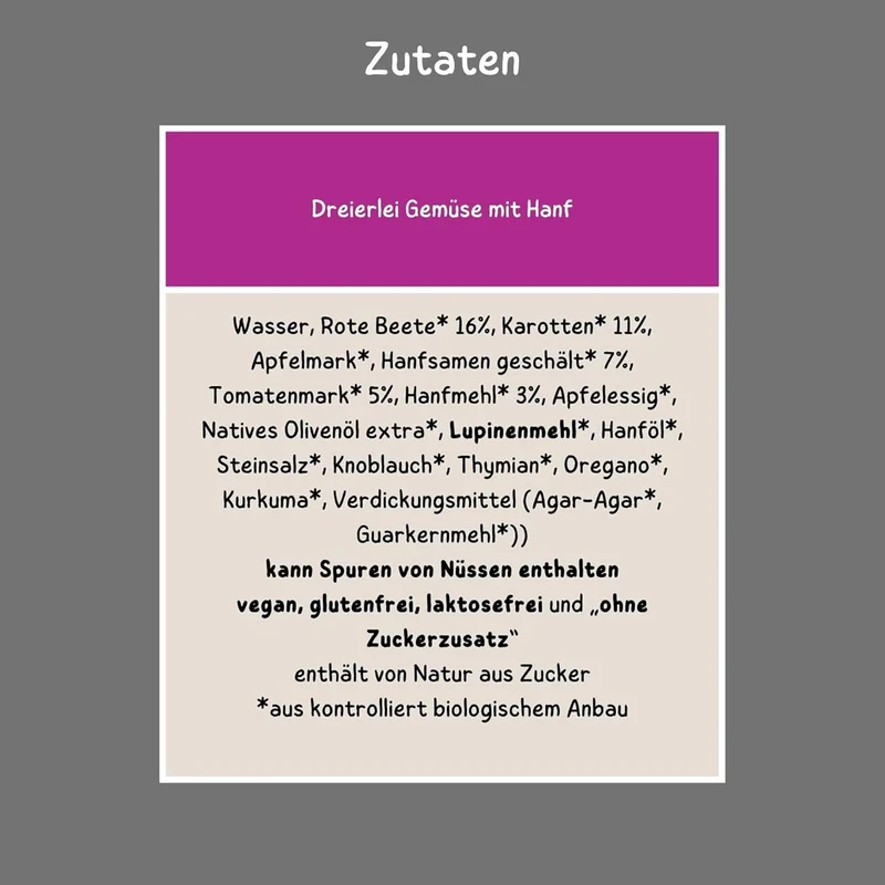 Bio Brotaufstrich Dreierlei Gemüse mit Hanf – 6 × 135 g