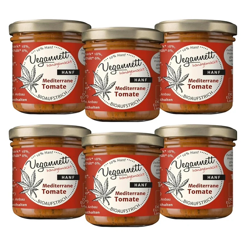 Bio Brotaufstrich Mediterrane Tomate mit Hanf – 6 × 135 g