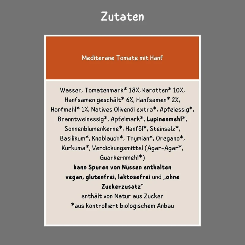 Bio Brotaufstrich Mediterrane Tomate mit Hanf – 6 × 135 g