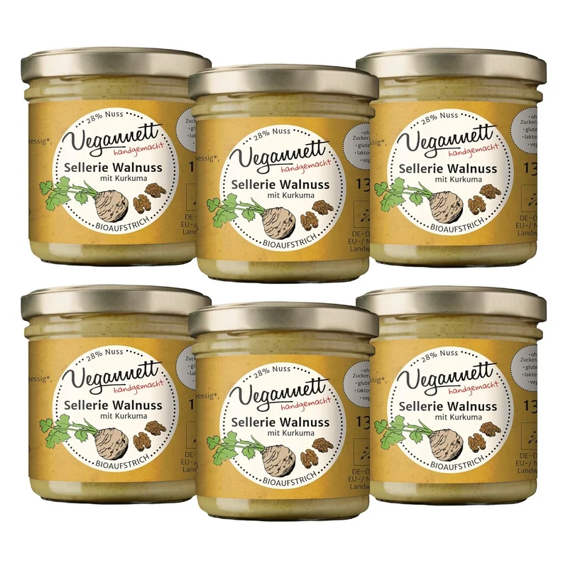 Bio Brotaufstrich Sellerie-Walnuss – 6 × 135 g