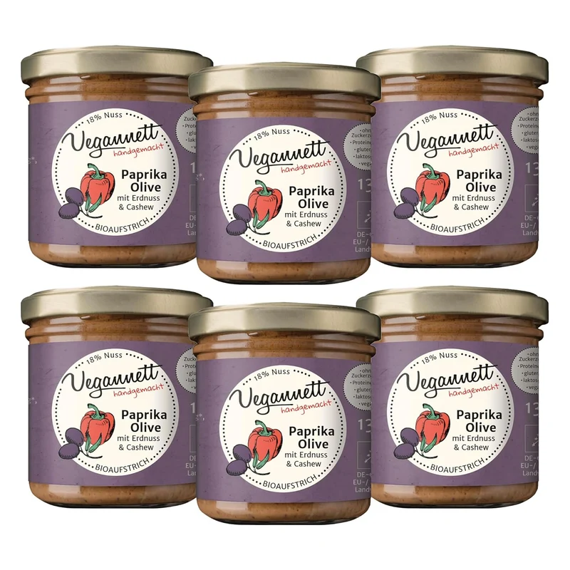 Bio Brotaufstrich Paprika-Olive – 6 x 135 g