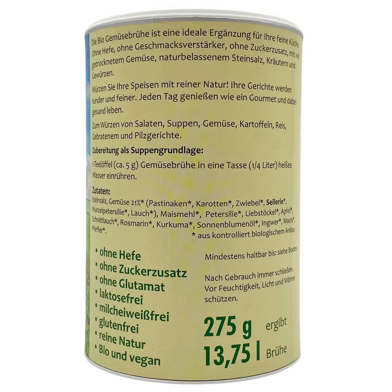 Bio Gemüsebrühe ohne Hefe – Natur Hurtig 275 g