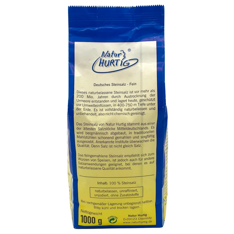 Feines Steinsalz aus Deutschland 1 kg – Natur Hurtig