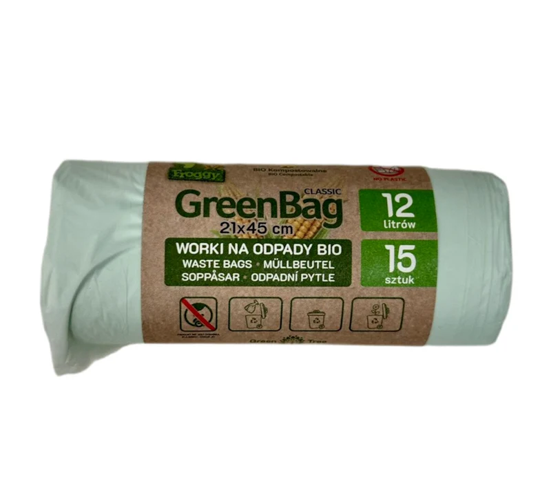 BIO- UND MISCHABFALLVERPACKUNGEN (KOMPOSTIERBAR UND BIOLOGISCH ABBAUBAR) 12 L 15 PACKUNGEN - FROGGY (GREENBAG)