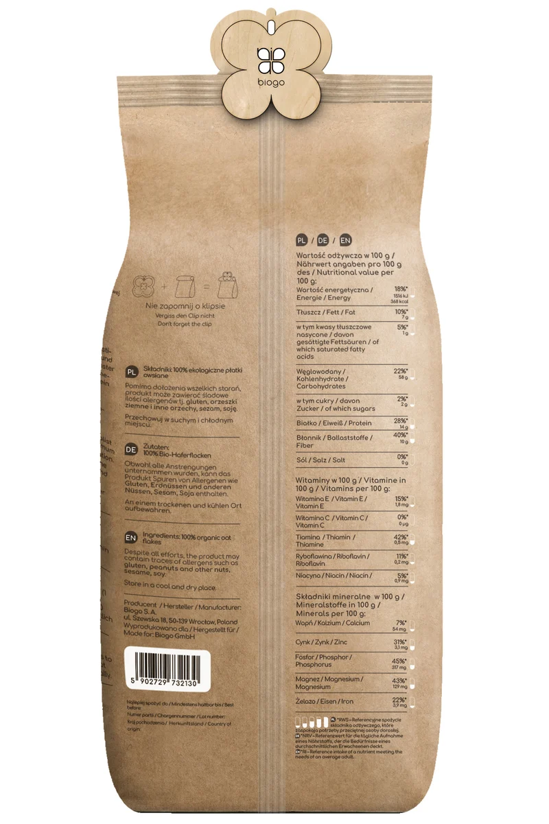 Haferflocken bio 600 g BIOGO