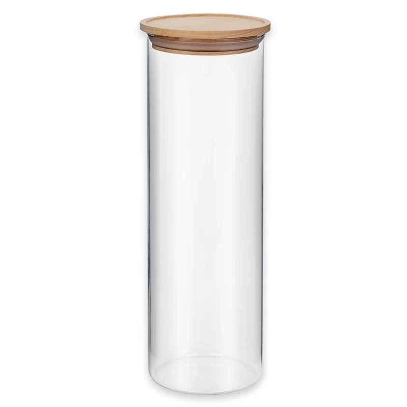 Spaghettiglas, Vorratsglas mit Holzdeckel, stapelbar, 2000 ml