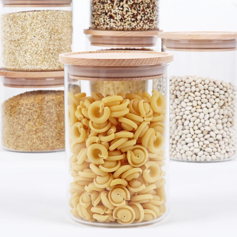 Vorratsgläser mit Holzdeckel, stapelbar, Starter-Set mit 4 Gläsern