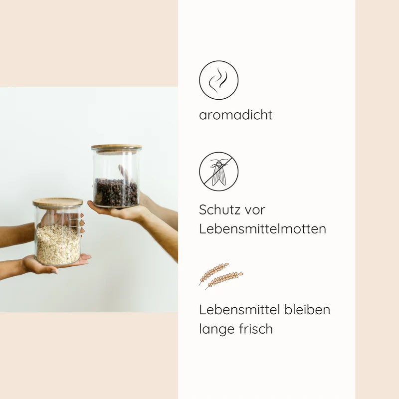 Vorratsgläser Set mit Holzdeckel, stapelbar, 560 ml