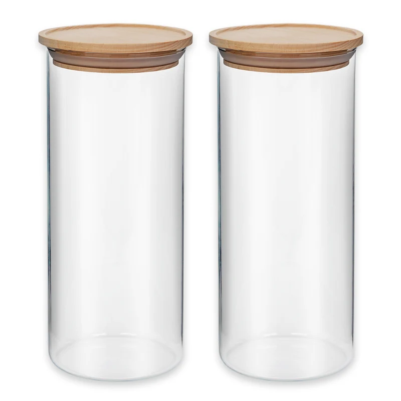 Vorratsgläser Set - Allrounder -, mit Holzdeckel, stapelbar, 1500 ml