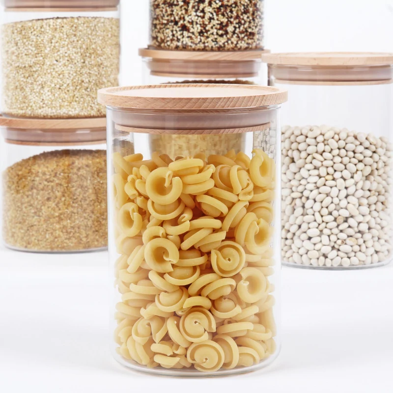 Vorratsgläser Set mit Holzdeckel, stapelbar, 900 ml
