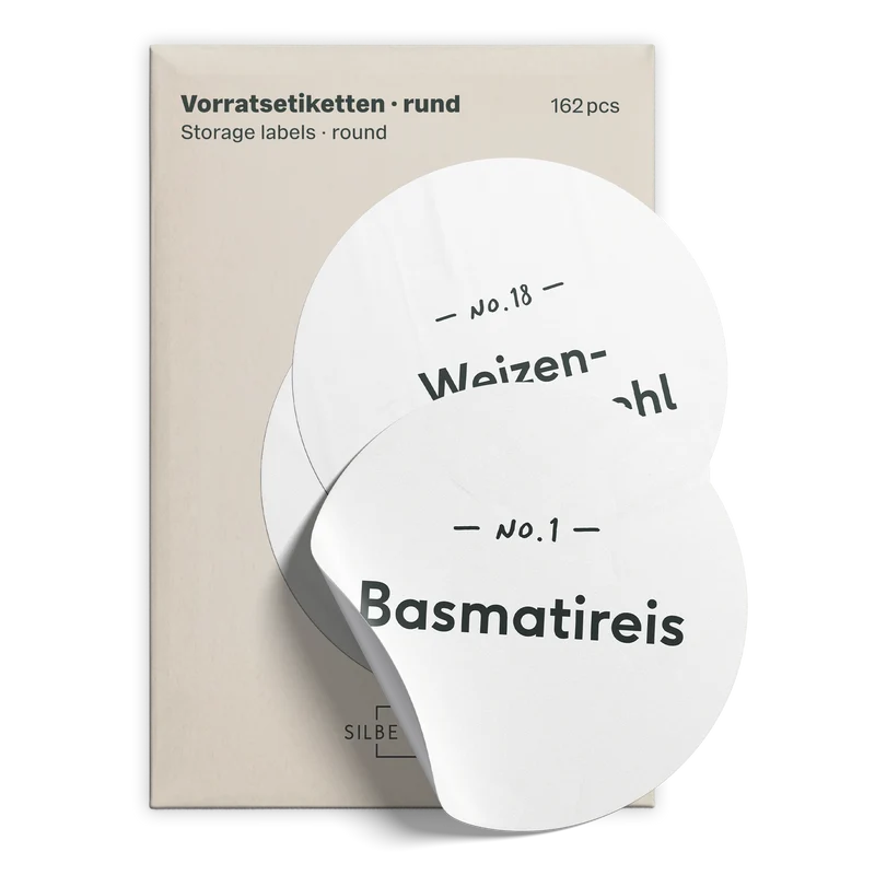 162 Vorratsgläser Etiketten Rund