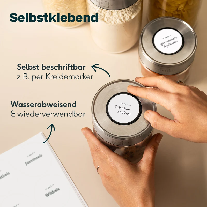 162 Vorratsgläser Etiketten Rund