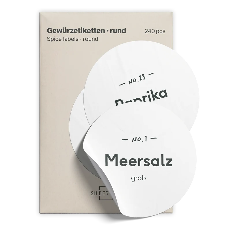 240 Etiketten Gewürzgläser Rund