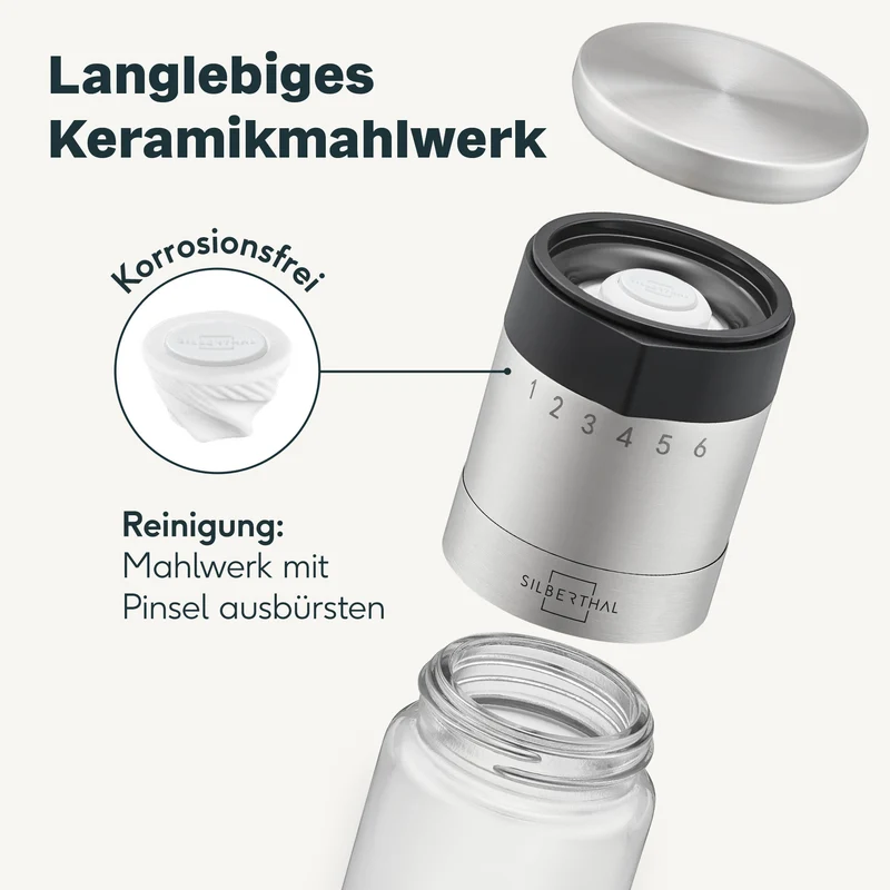 Gewürzmühlen mit Einstellring mit Muskatmühle Set