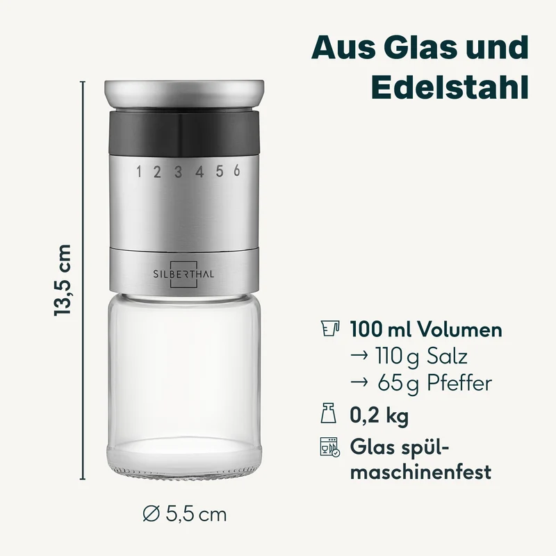 Salz und Pfeffermühle mit Einstellring