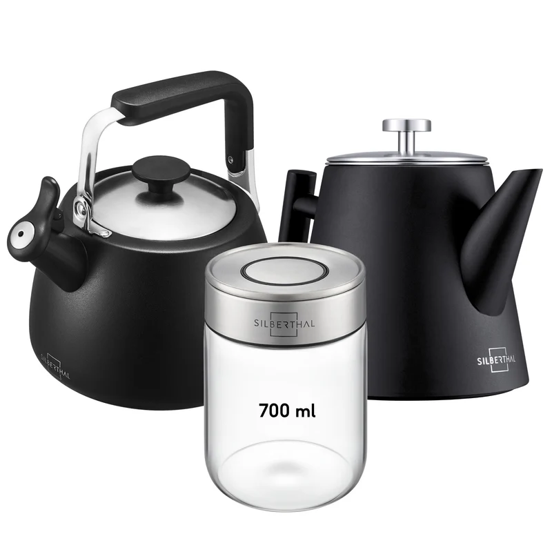Teekanne mit Wasserkessel & Vorratsglas Set