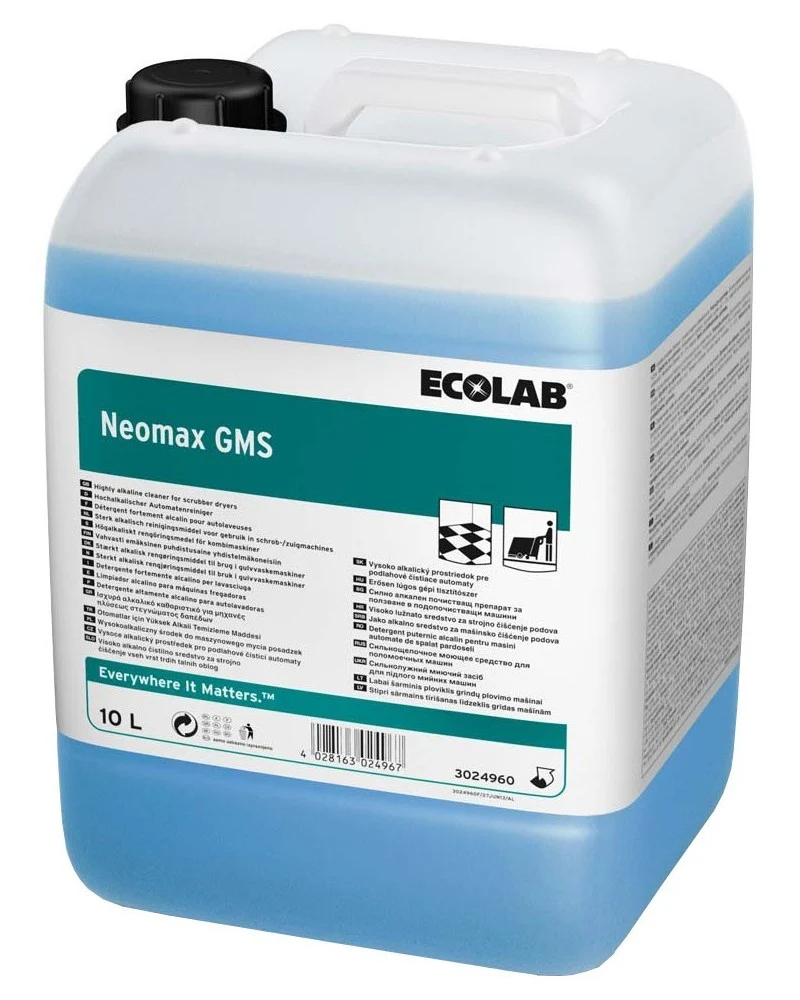 Detergente alcalino sgrassante per pavimenti microporosi Ecolab Neomax GMS 10 litri DISPONIBILE IN 7 GIORNI LAVORATIVI