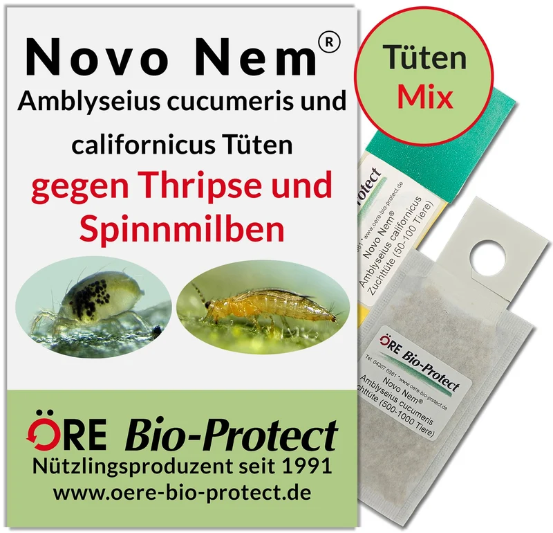 Raubmilben Kombipack - Tüten gegen Thripse und Spinnmilben an Zierpflanzen oder Gemüse, biologisch und umweltfreundlich