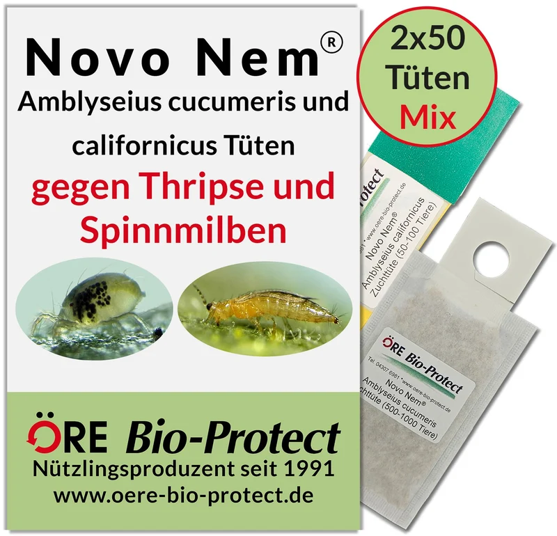 Raubmilben Kombipack - Tüten gegen Thripse und Spinnmilben an Zierpflanzen oder Gemüse, biologisch und umweltfreundlich