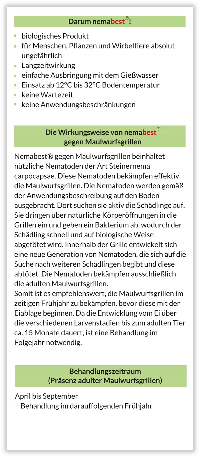 nemabest® SC Nematoden gegen Maulwurfsgrillen / Werren im Rasen, Gemüse, Kartoffeln oder Kräutern