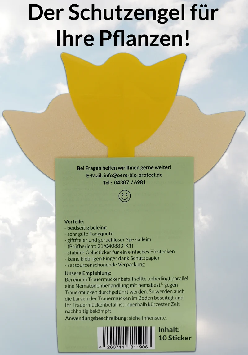 nemabest® Gelb-Sticker gegen Trauermücken, steckbar und giftfrei