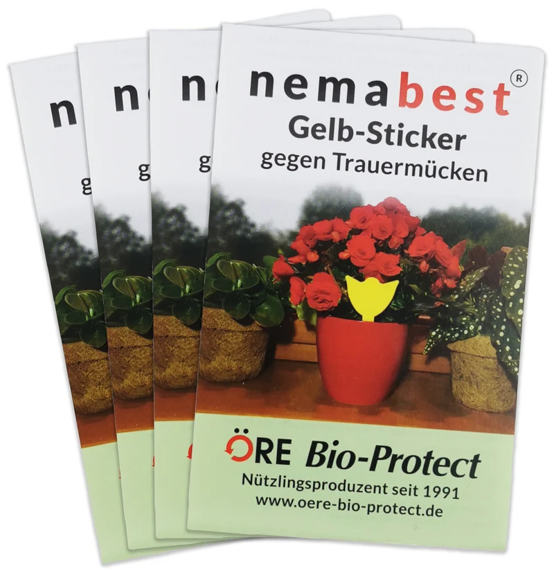nemabest® Gelb-Sticker gegen Trauermücken, steckbar und giftfrei