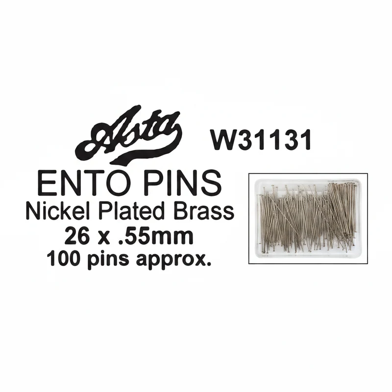 English Nickel Plated Brass Entomology Specimen Pins, Box of 100