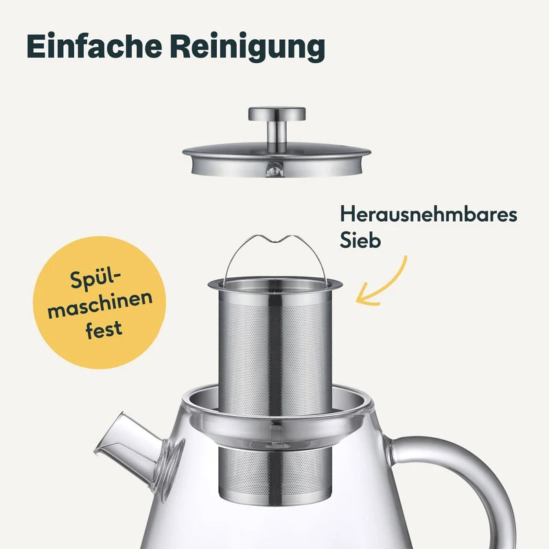 Teekanne aus Glas mit Stövchen