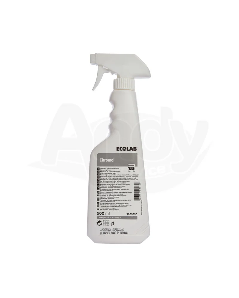 Lucidante protettivo per acciaio inox Ecolab Chromol 6x500 ml DISPONIBILE IN 7 GIORNI LAVORATIVI