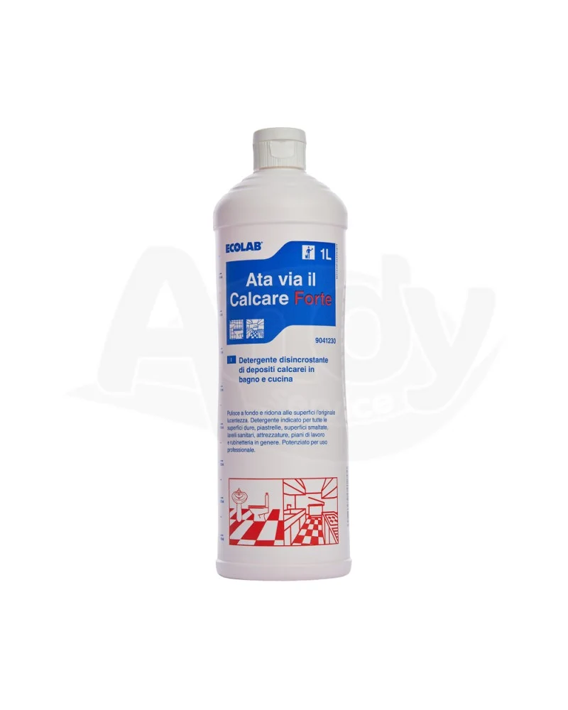 Disincrostante forte anticalcare per bagno e cucina Ecolab Ata Via Il Calcare Forte 12x1 litro DISPONIBILE IN 7 GIORNI LAVORATIVI