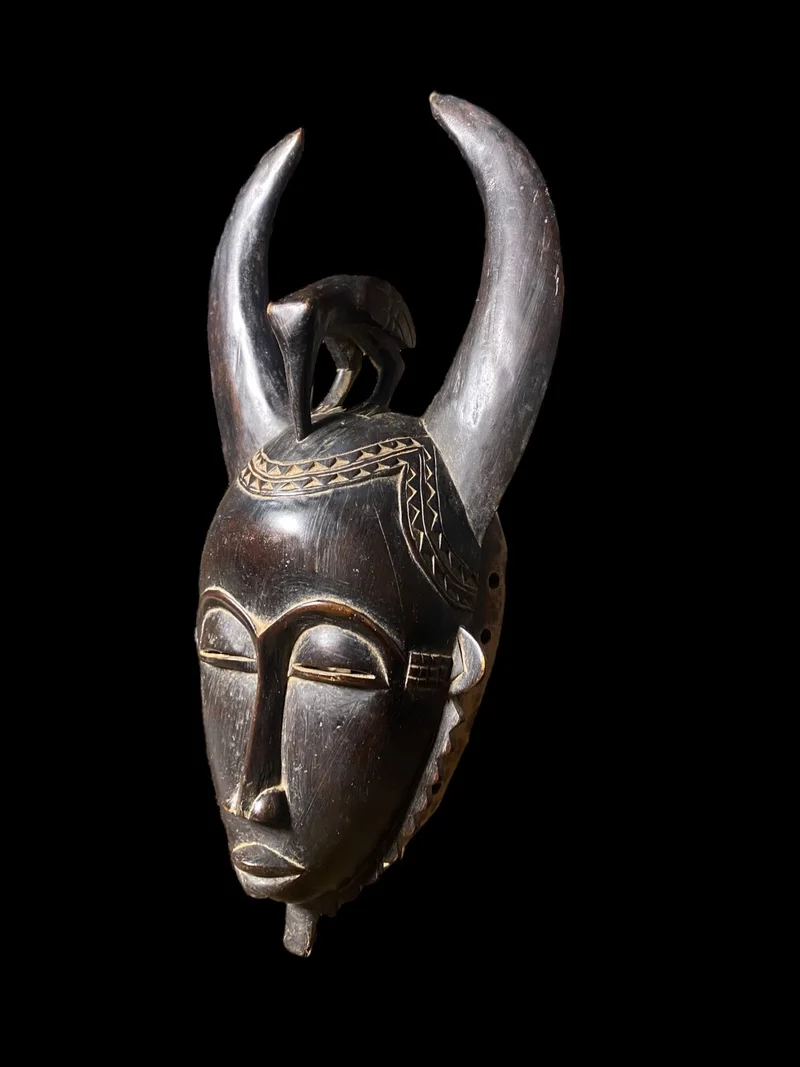 Yaoure Passport Mask with Hornbill | Côte d'Ivoire | 52cm | Carved Wood