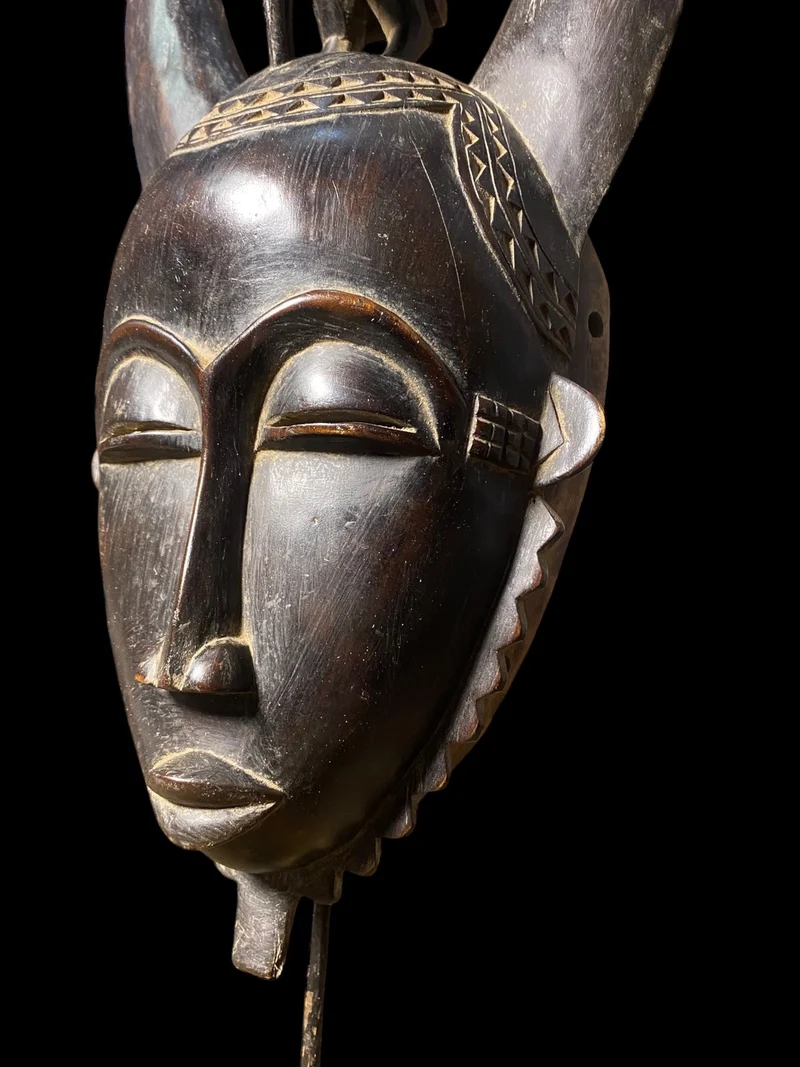 Yaoure Passport Mask with Hornbill | Côte d'Ivoire | 52cm | Carved Wood