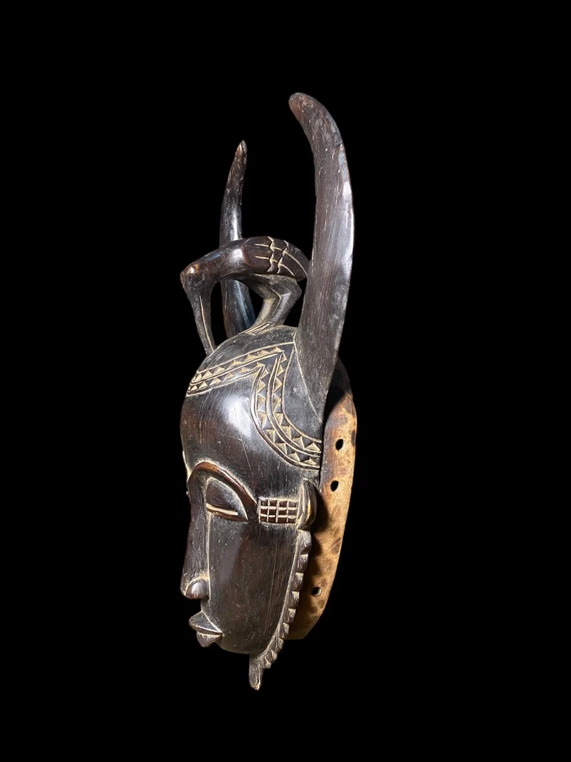 Yaoure Passport Mask with Hornbill | Côte d'Ivoire | 52cm | Carved Wood