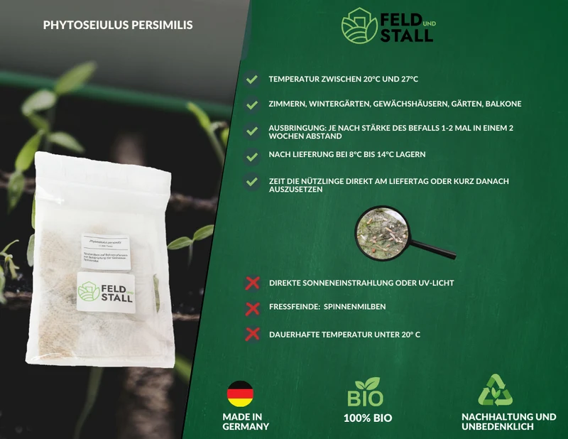 Phytoseiulus-Raubmilben - Natürliche Schädlingsbekämpfung von Spinnmilben in Zimmern, Wintergärten, Gewächshäusern, Gärten & auf Balkonen