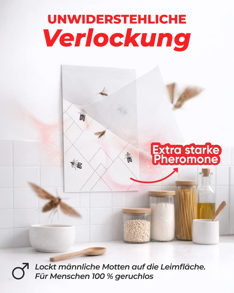 PIC Lebensmittelmotten Falle, 12 Stück Starke Pheromonfallen gegen Motten | Geruchlos und insektizidfrei, bis zu 8 Wochen wirksam gegen Dörrobst- und Mehlmotten, ideal für Küche und Speisekammer