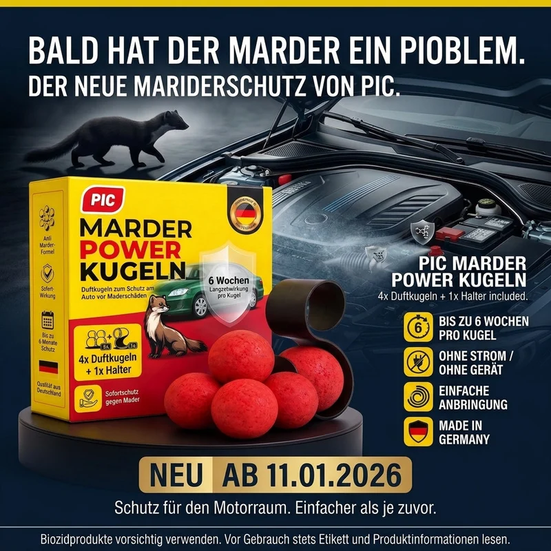 PIC Marderabwehr Auto – 4 Duftkugeln mit Halter